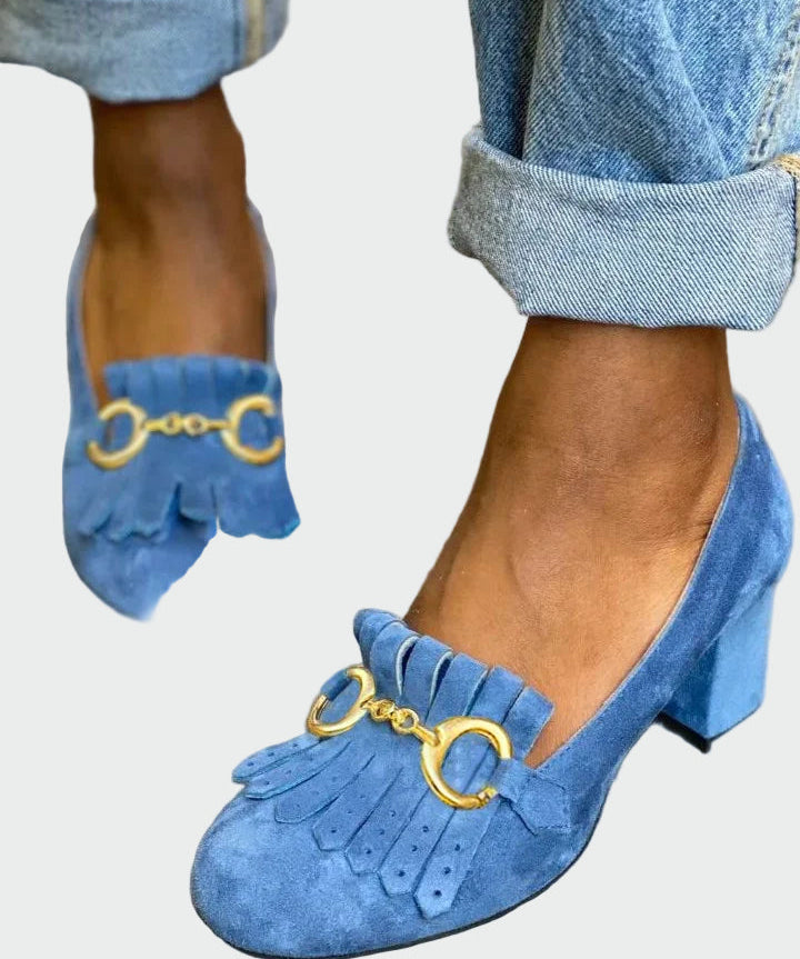 Adéla – Lodičky s Detaily Franjí a Zlatou Sponou