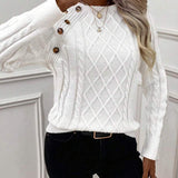 Clara – Svetr s knoflíkovými detaily a pleteným vzorem