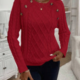 Clara – Svetr s knoflíkovými detaily a pleteným vzorem