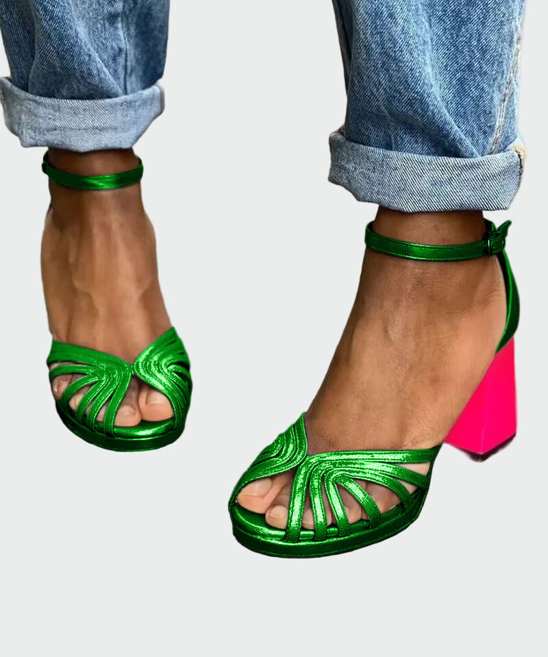 Adéla – Sandály s Dvoubarevným Podpatkem