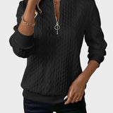 Amalie - Dámský svetr s kabelovým pletením na zip