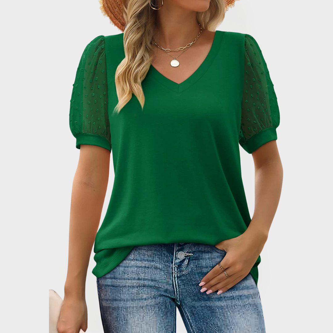 Sofie – Halenka s Průhlednými Rukávy a V Výstřihem