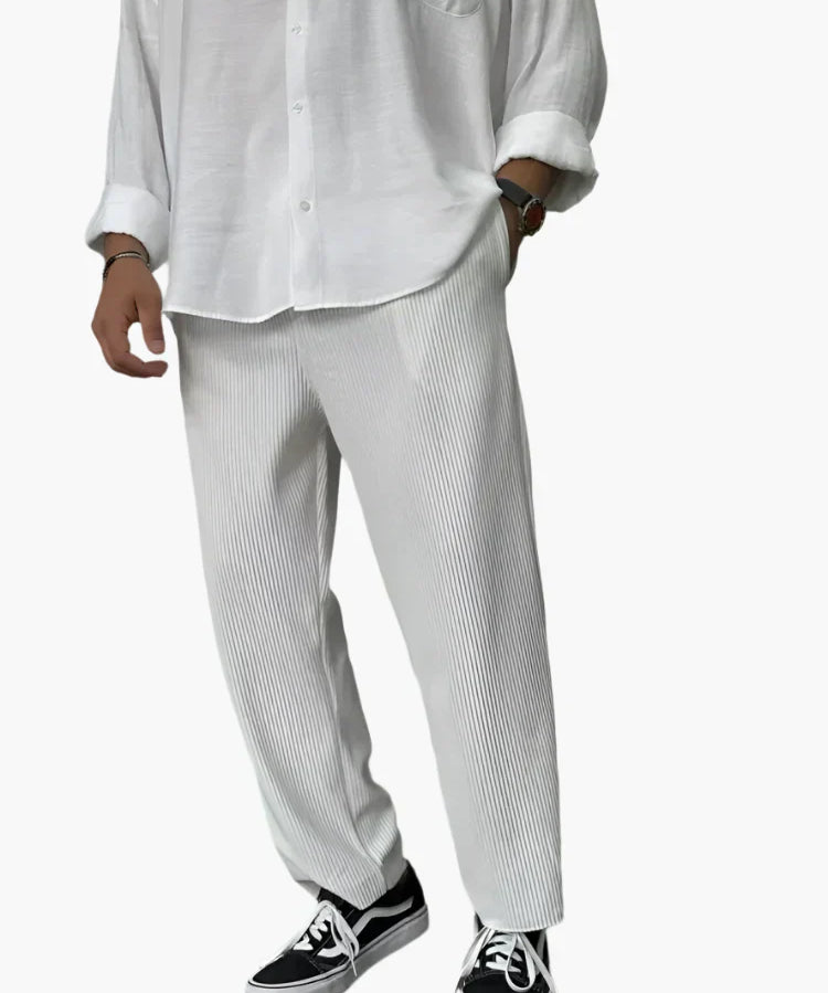 Tomáš – Pánské Relax Fit Plisované Kalhoty – Elegantní a Pohodlný Každodenní a Business Styl