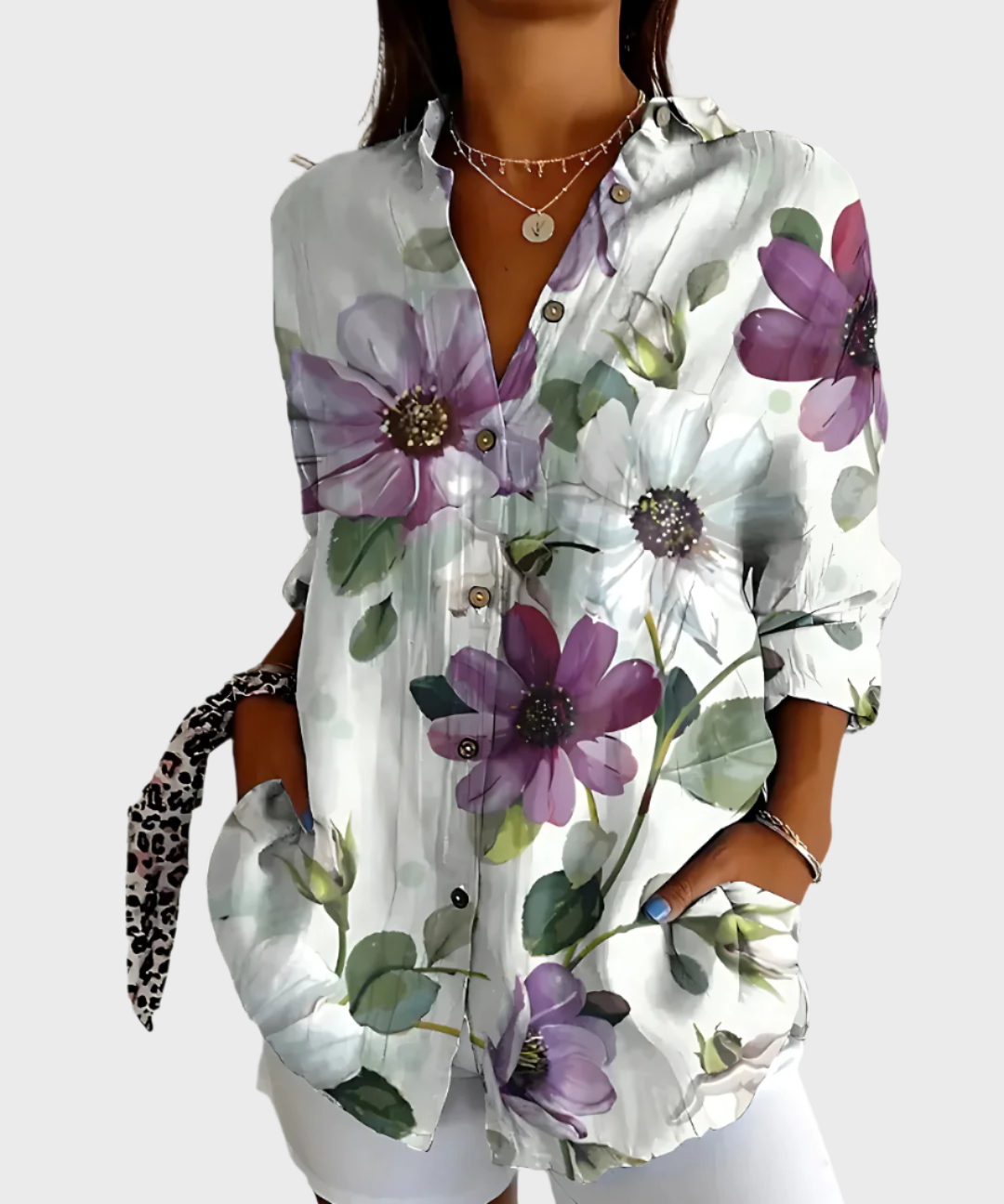 Adéla – Bavlněná Blůza s Květinovým Vzorem