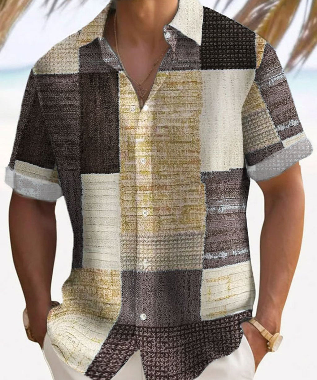 Marek – Lehké Patchwork Pánské Krátké Rukávy