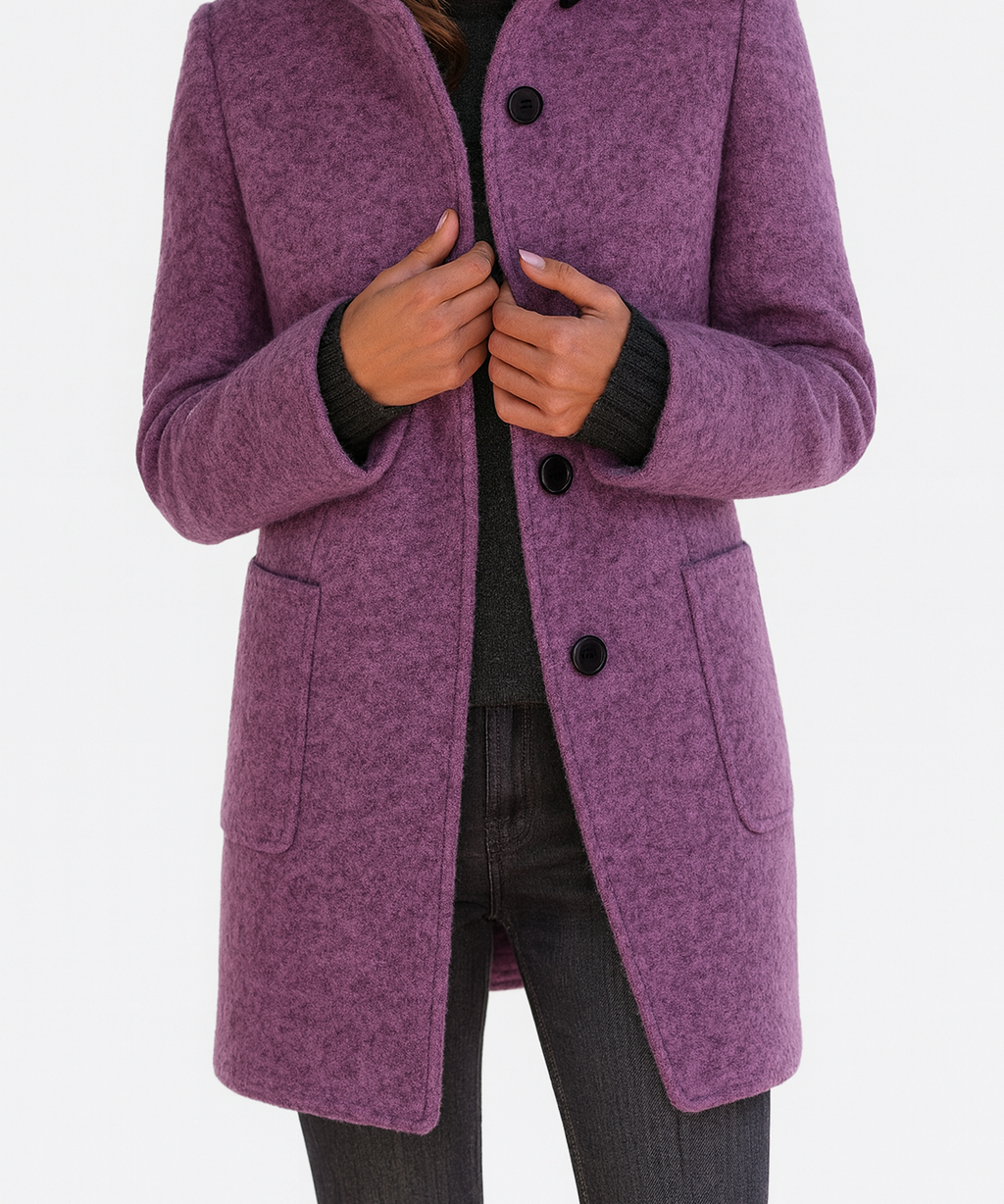 Lidia – Bunda s Vysokým Límcem z Vlněné Směsi