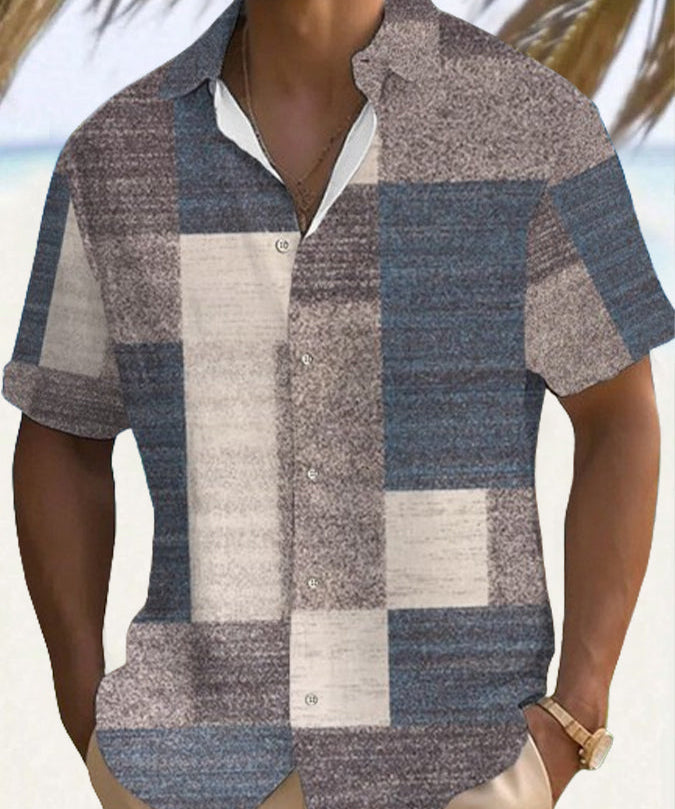 Marek – Lehké Patchwork Pánské Krátké Rukávy