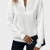 Amalie - Dámský svetr s kabelovým pletením na zip