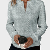 Amalie - Dámský svetr s kabelovým pletením na zip