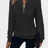 Amalie - Dámský svetr s kabelovým pletením na zip