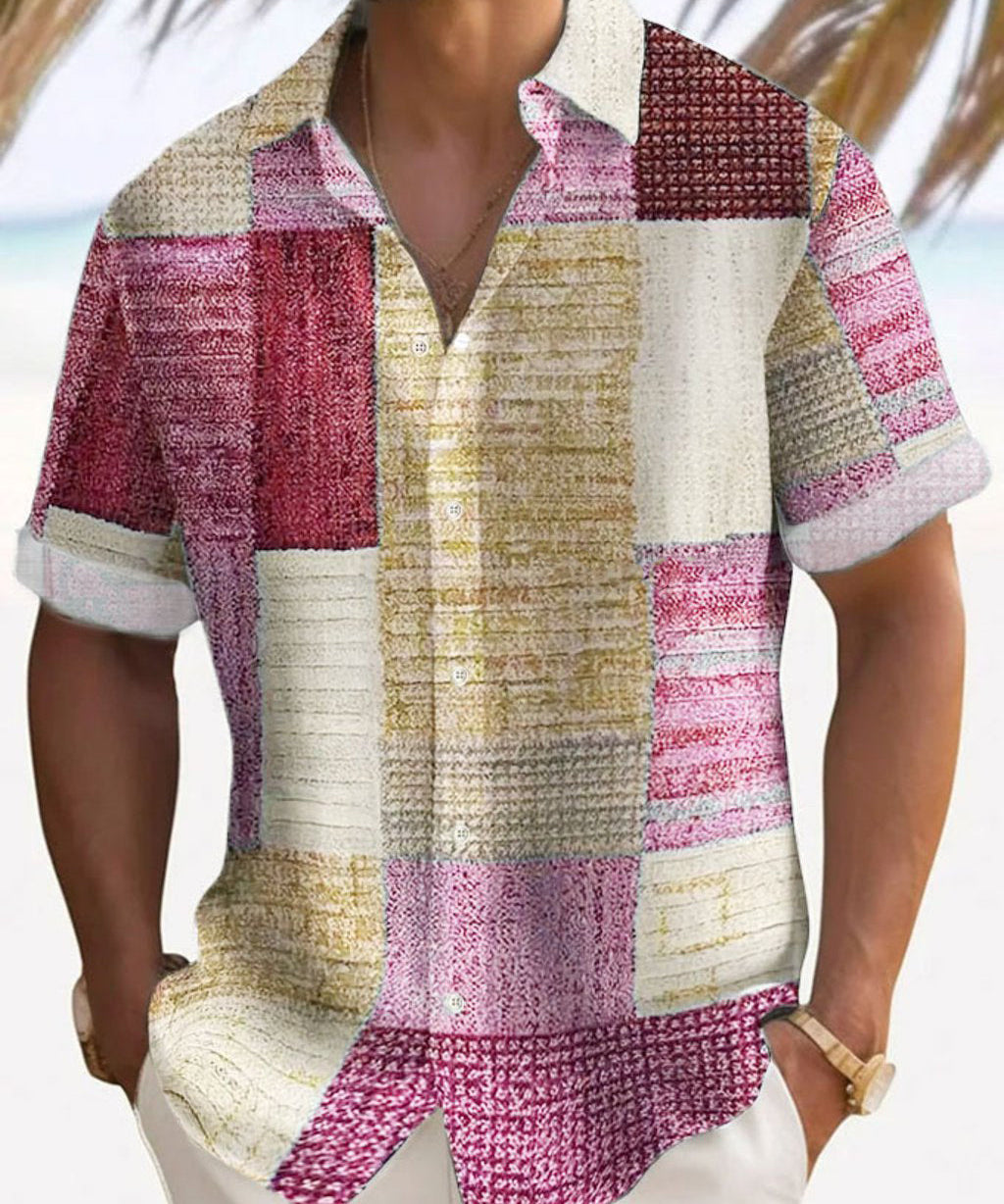 Marek – Lehké Patchwork Pánské Krátké Rukávy