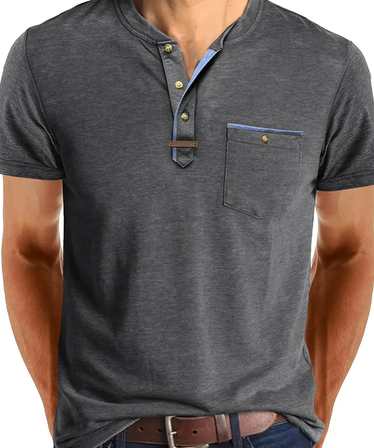 Tomáš – Měkké Základní Tričko s Kapsou na Prsou pro Muže