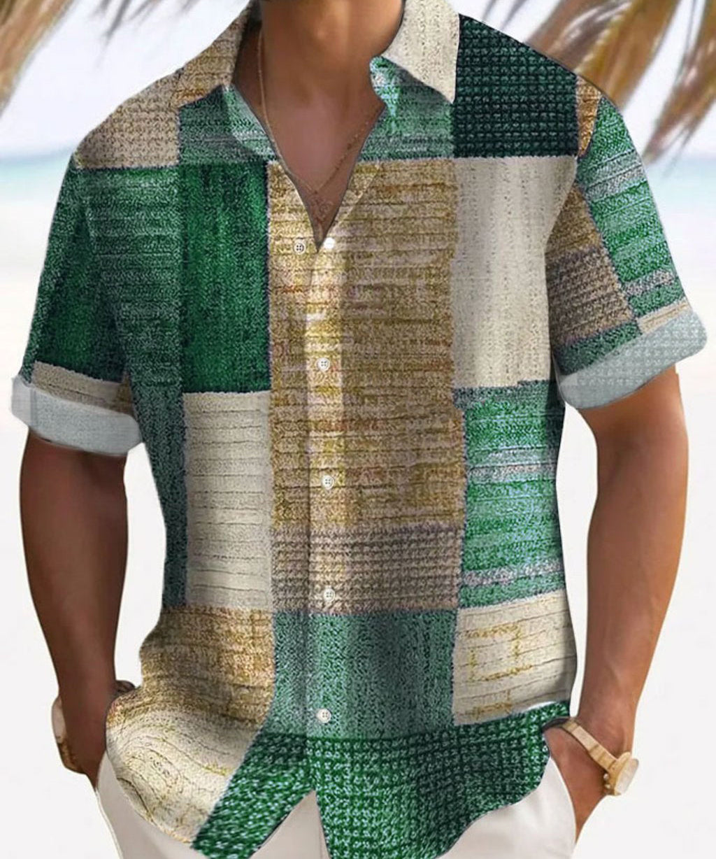 Marek – Lehké Patchwork Pánské Krátké Rukávy