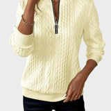 Amalie - Dámský svetr s kabelovým pletením na zip