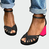 Adéla – Sandály s Dvoubarevným Podpatkem