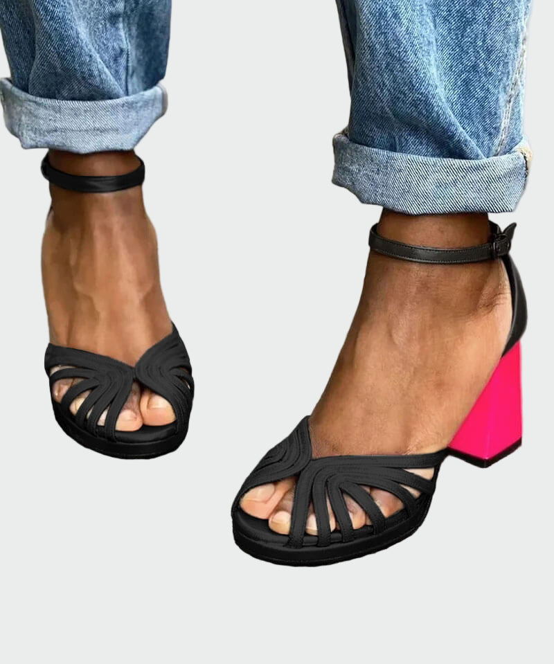 Adéla – Sandály s Dvoubarevným Podpatkem